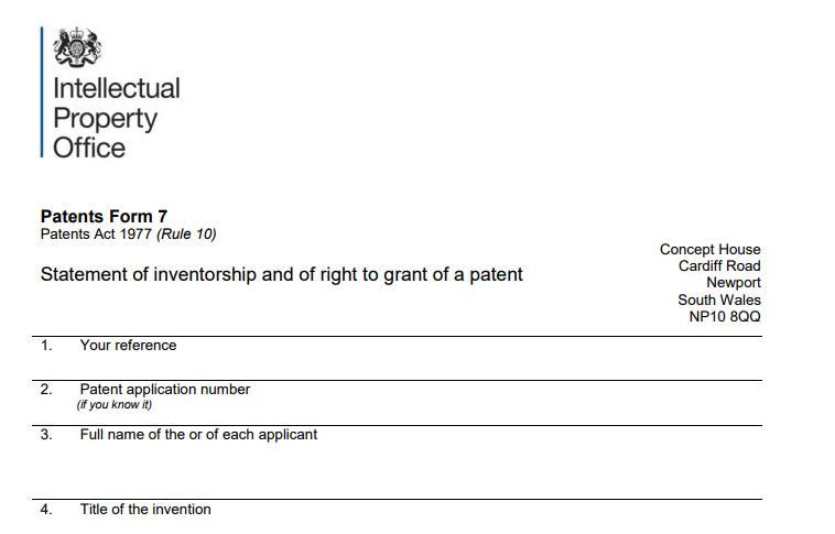 IPO Patent Form 7