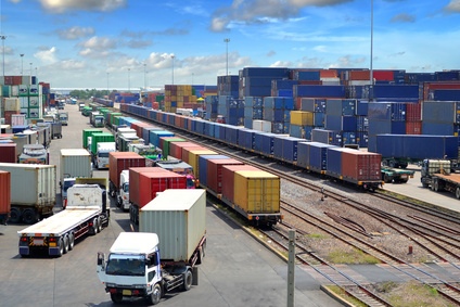 container yard, rail transport in thailand